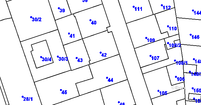 Parcela st. 42 v KÚ Radotín, Katastrální mapa