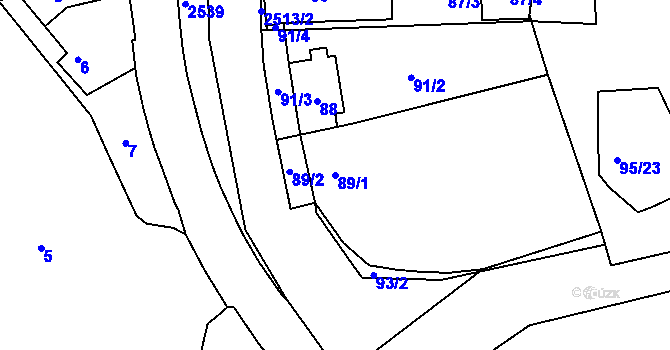 Parcela st. 89/1 v KÚ Radotín, Katastrální mapa