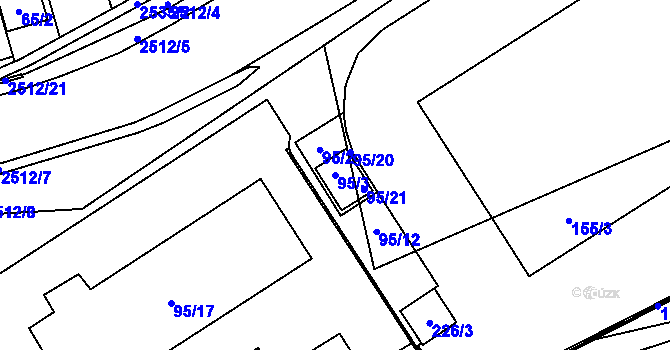 Parcela st. 95/3 v KÚ Radotín, Katastrální mapa