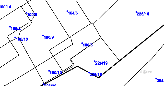 Parcela st. 100/5 v KÚ Radotín, Katastrální mapa