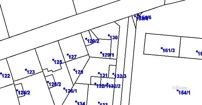 Parcela st. 129/1 v KÚ Radotín, Katastrální mapa