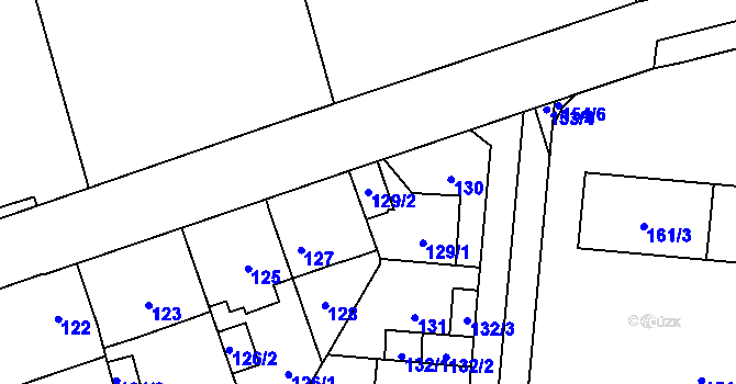 Parcela st. 129/2 v KÚ Radotín, Katastrální mapa