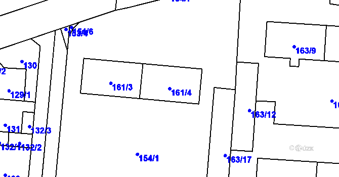 Parcela st. 161/4 v KÚ Radotín, Katastrální mapa
