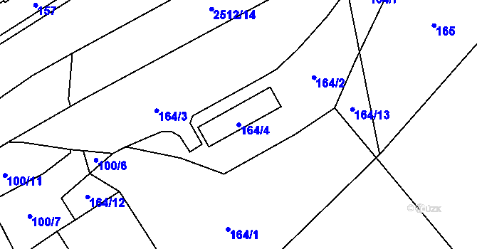 Parcela st. 164/4 v KÚ Radotín, Katastrální mapa