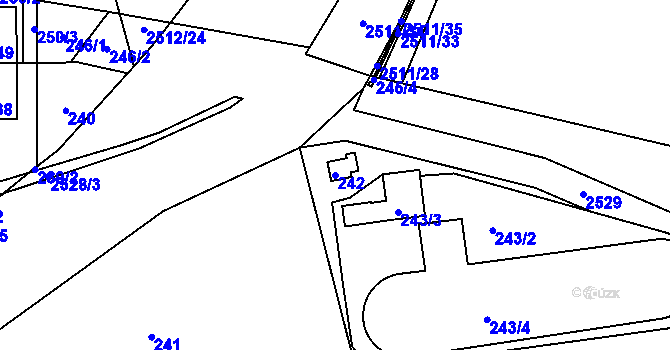 Parcela st. 242 v KÚ Radotín, Katastrální mapa
