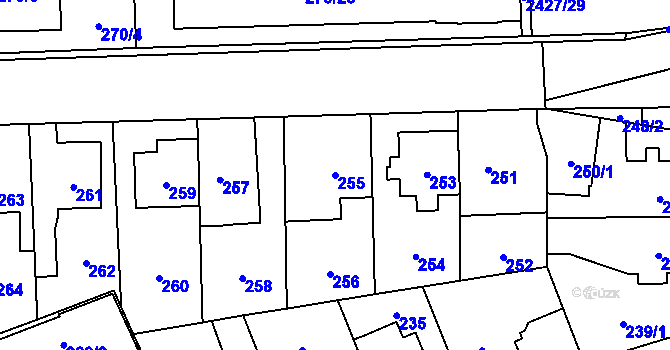Parcela st. 255 v KÚ Radotín, Katastrální mapa