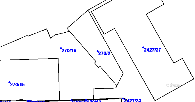 Parcela st. 270/2 v KÚ Radotín, Katastrální mapa