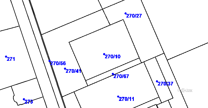 Parcela st. 270/10 v KÚ Radotín, Katastrální mapa