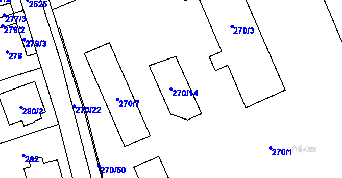 Parcela st. 270/14 v KÚ Radotín, Katastrální mapa