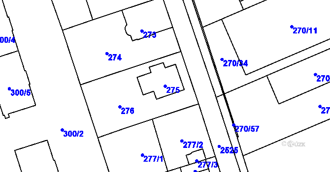 Parcela st. 275 v KÚ Radotín, Katastrální mapa