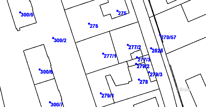 Parcela st. 277/1 v KÚ Radotín, Katastrální mapa