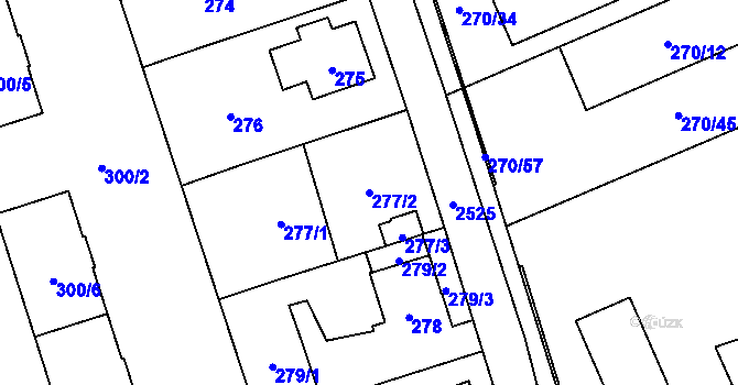 Parcela st. 277/2 v KÚ Radotín, Katastrální mapa