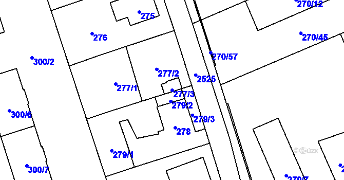 Parcela st. 277/3 v KÚ Radotín, Katastrální mapa