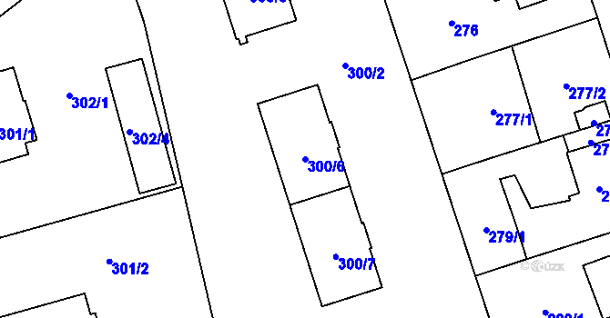 Parcela st. 300/6 v KÚ Radotín, Katastrální mapa