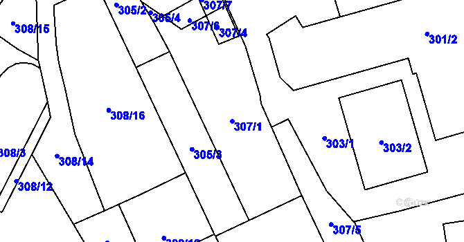 Parcela st. 307/1 v KÚ Radotín, Katastrální mapa