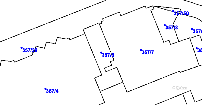 Parcela st. 357/6 v KÚ Radotín, Katastrální mapa