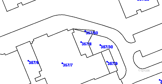 Parcela st. 357/8 v KÚ Radotín, Katastrální mapa