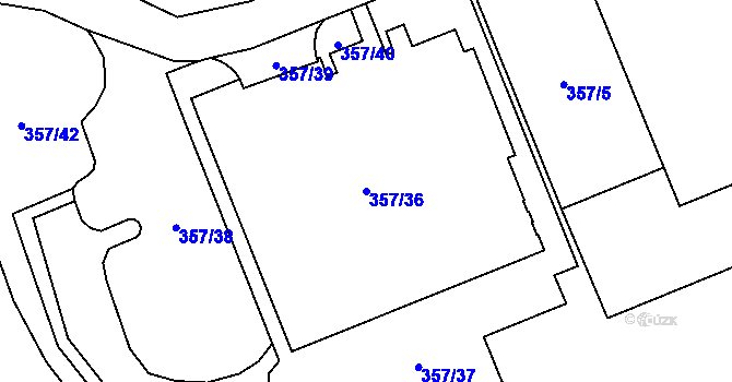 Parcela st. 357/36 v KÚ Radotín, Katastrální mapa