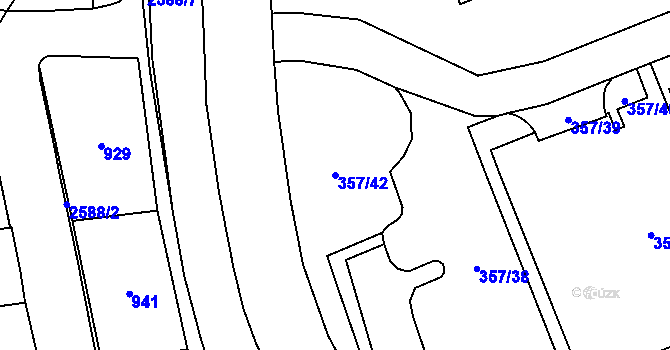 Parcela st. 357/42 v KÚ Radotín, Katastrální mapa