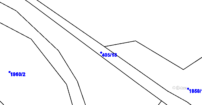 Parcela st. 405/18 v KÚ Radotín, Katastrální mapa