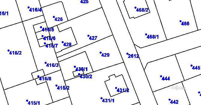 Parcela st. 429 v KÚ Radotín, Katastrální mapa