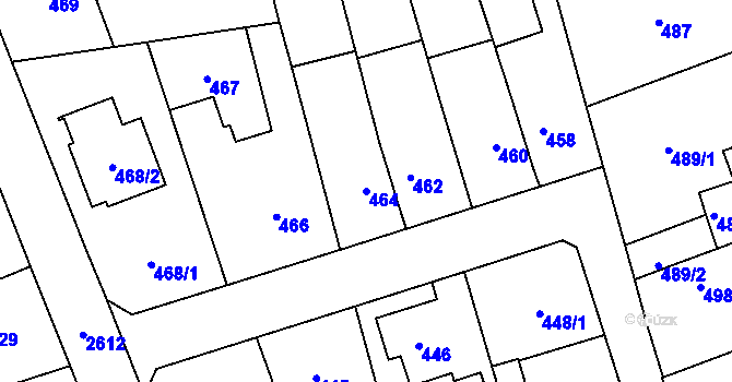 Parcela st. 464 v KÚ Radotín, Katastrální mapa