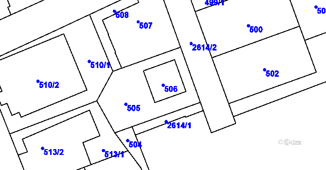 Parcela st. 506 v KÚ Radotín, Katastrální mapa