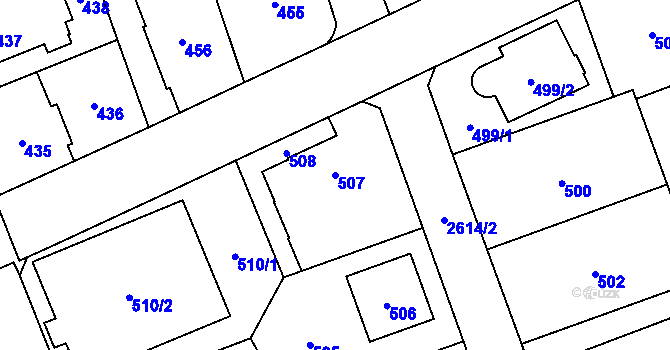 Parcela st. 507 v KÚ Radotín, Katastrální mapa