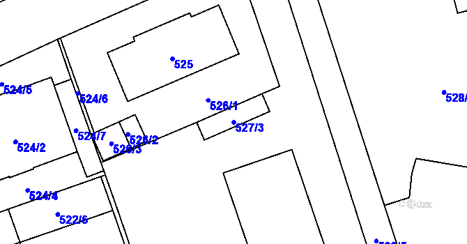 Parcela st. 527/3 v KÚ Radotín, Katastrální mapa