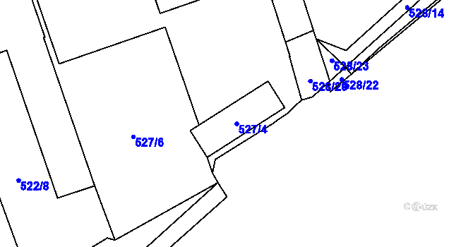 Parcela st. 527/4 v KÚ Radotín, Katastrální mapa