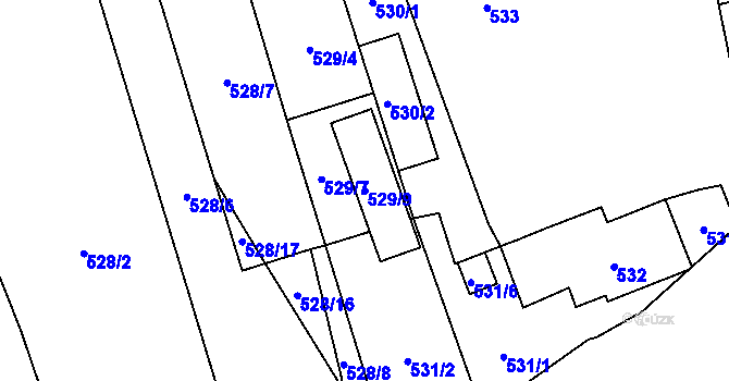 Parcela st. 529/9 v KÚ Radotín, Katastrální mapa