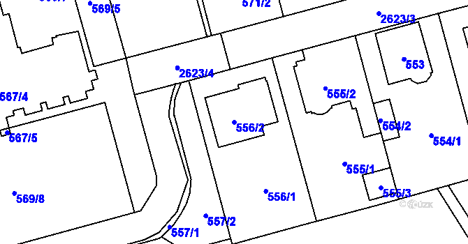 Parcela st. 556/2 v KÚ Radotín, Katastrální mapa