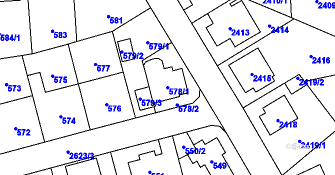 Parcela st. 578/1 v KÚ Radotín, Katastrální mapa