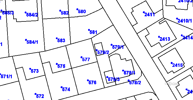 Parcela st. 579/2 v KÚ Radotín, Katastrální mapa