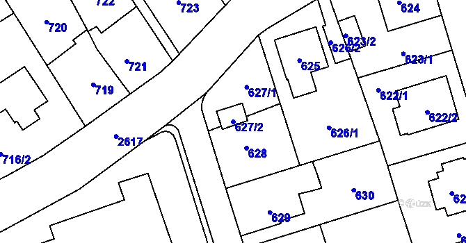 Parcela st. 627/2 v KÚ Radotín, Katastrální mapa