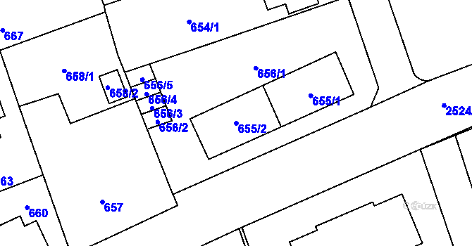 Parcela st. 655/2 v KÚ Radotín, Katastrální mapa