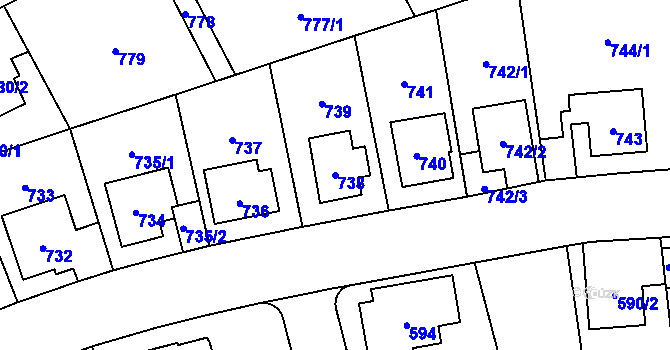 Parcela st. 738 v KÚ Radotín, Katastrální mapa