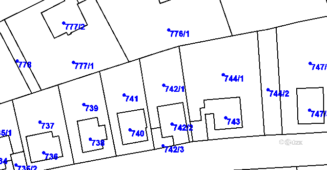Parcela st. 742/1 v KÚ Radotín, Katastrální mapa