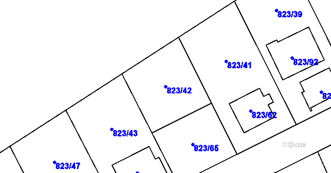 Parcela st. 823/42 v KÚ Radotín, Katastrální mapa