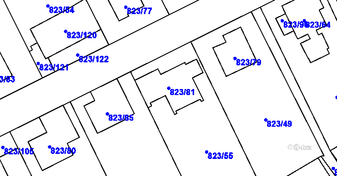 Parcela st. 823/81 v KÚ Radotín, Katastrální mapa