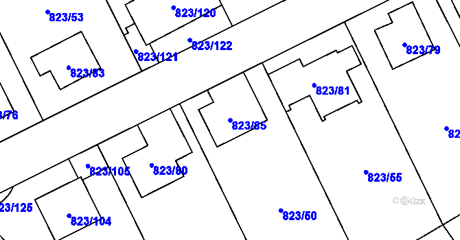 Parcela st. 823/85 v KÚ Radotín, Katastrální mapa