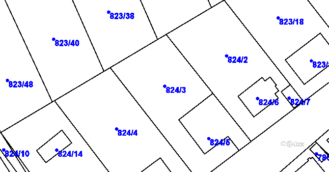 Parcela st. 824/3 v KÚ Radotín, Katastrální mapa