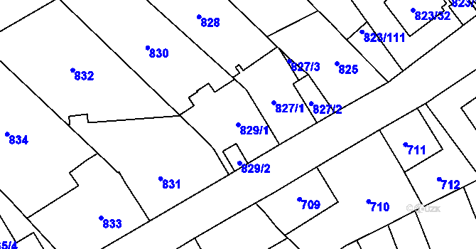Parcela st. 829/1 v KÚ Radotín, Katastrální mapa
