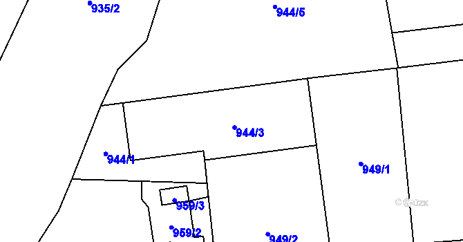 Parcela st. 944/3 v KÚ Radotín, Katastrální mapa