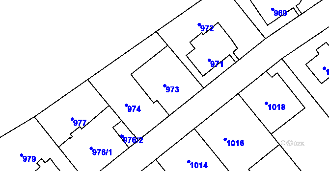 Parcela st. 973 v KÚ Radotín, Katastrální mapa