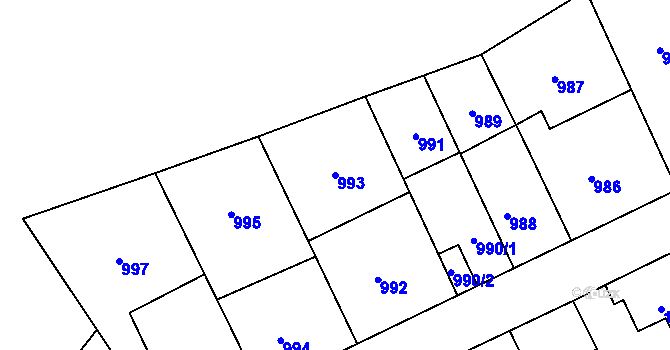 Parcela st. 993 v KÚ Radotín, Katastrální mapa
