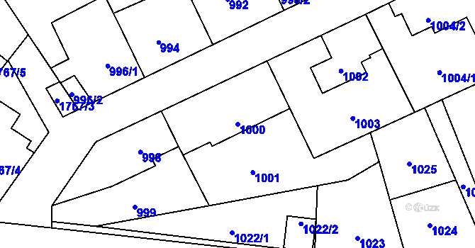 Parcela st. 1000 v KÚ Radotín, Katastrální mapa