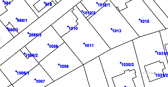Parcela st. 1011 v KÚ Radotín, Katastrální mapa