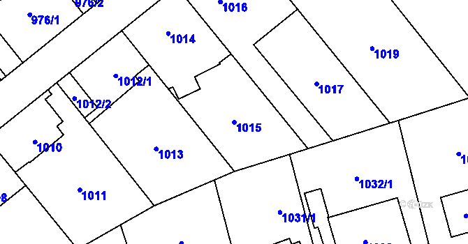 Parcela st. 1015 v KÚ Radotín, Katastrální mapa
