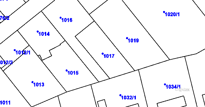 Parcela st. 1017 v KÚ Radotín, Katastrální mapa